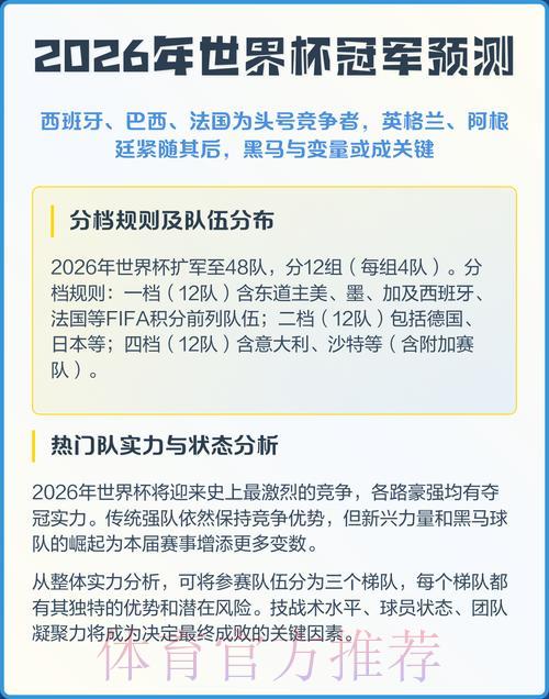 2026年世界杯赛事预测深度解析